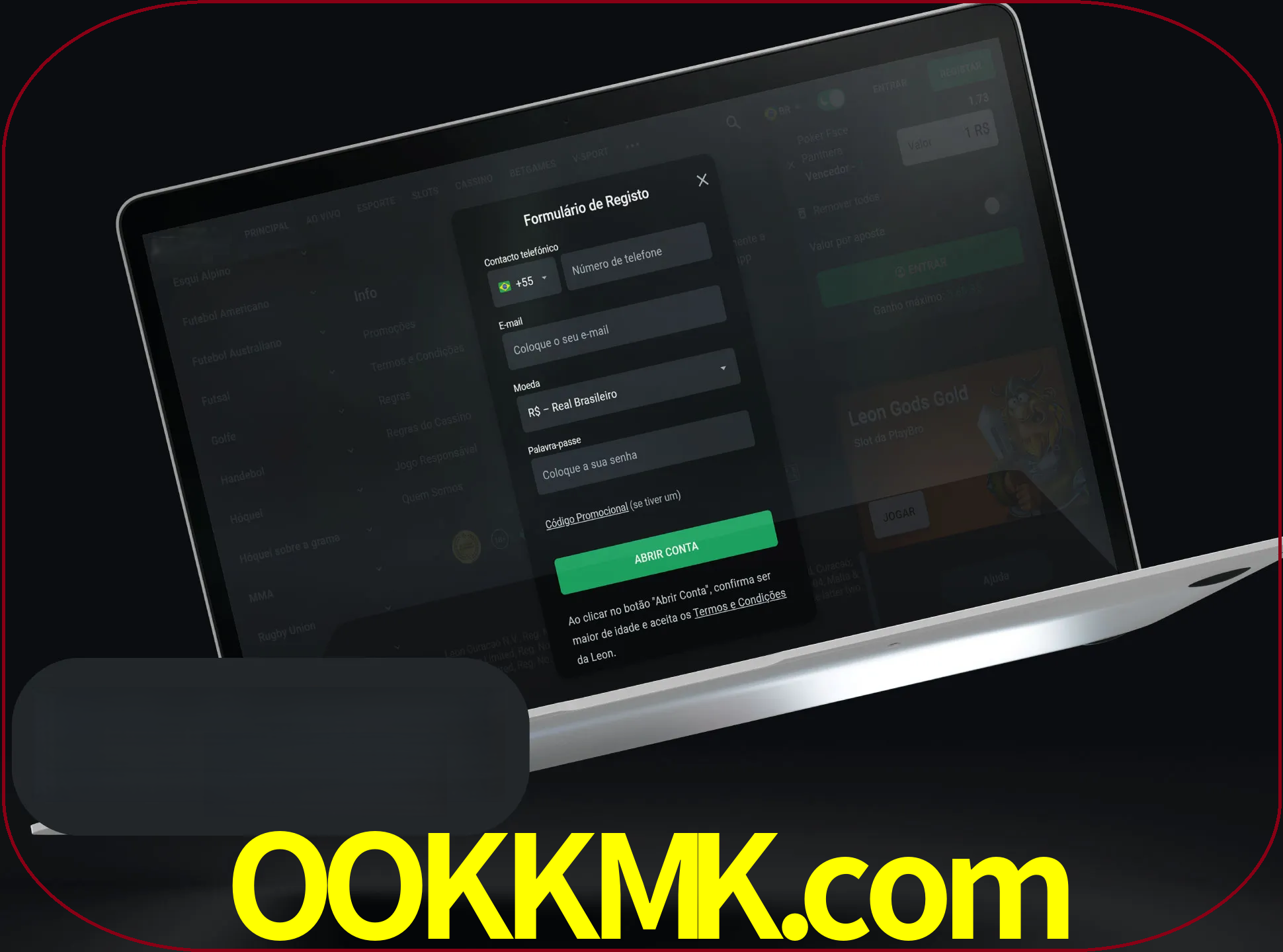 Abra o site da LeonBet e crie sua própria conta.