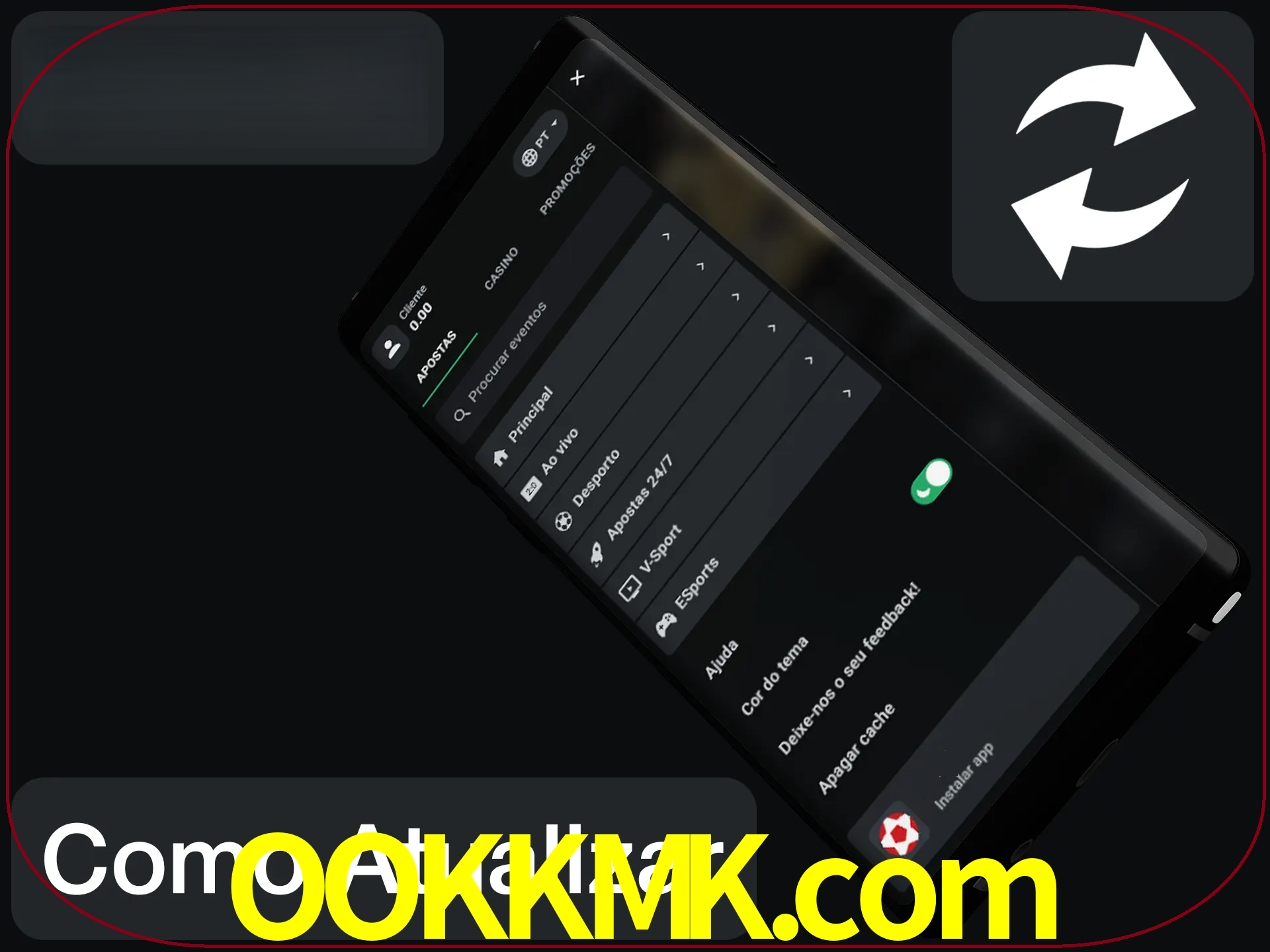 O aplicativo é atualizado automaticamente quando você faz o login.